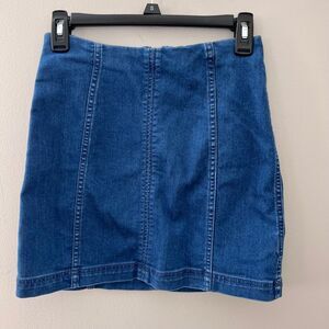 Free People Denim Mini Skirt Panel Design Stretch Cotton‎ Blend Size S